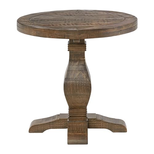 Napa Solid Wood Farmhouse Rustic Round End Side Living Room Table, Nightstand 26&quot; W X 26&quot; D X 25&quot; H