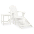 vidaXL Patio Lounge Set - White Adirondack Chair with Detachable Ottoman and Side Table, Solid Fir Wood, Classic Design, Weather Resistant