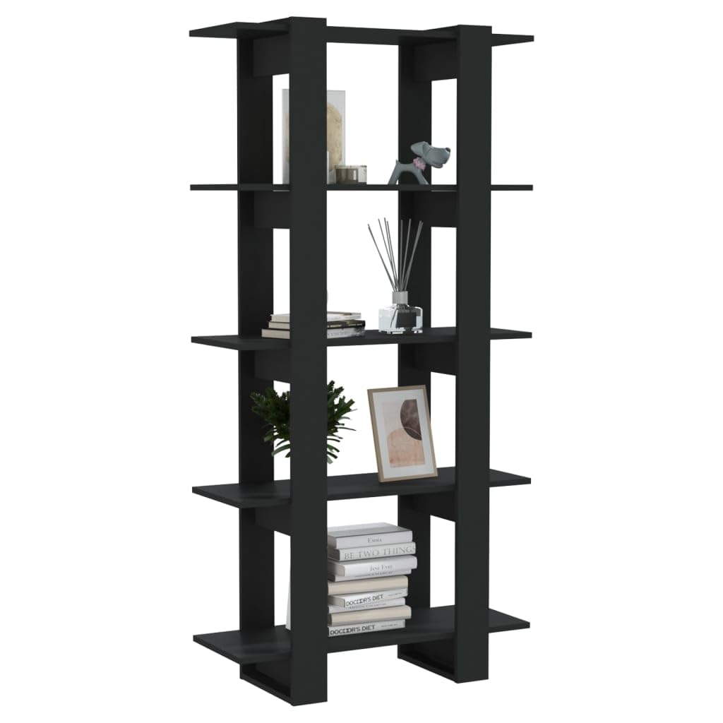 vidaXL - Black Book Cabinet/Room Divider, Engineered Wood, Ample Storage Space, Ideal for Living Room and Hallway, 31.5&quot;x11.8&quot;x63&quot;