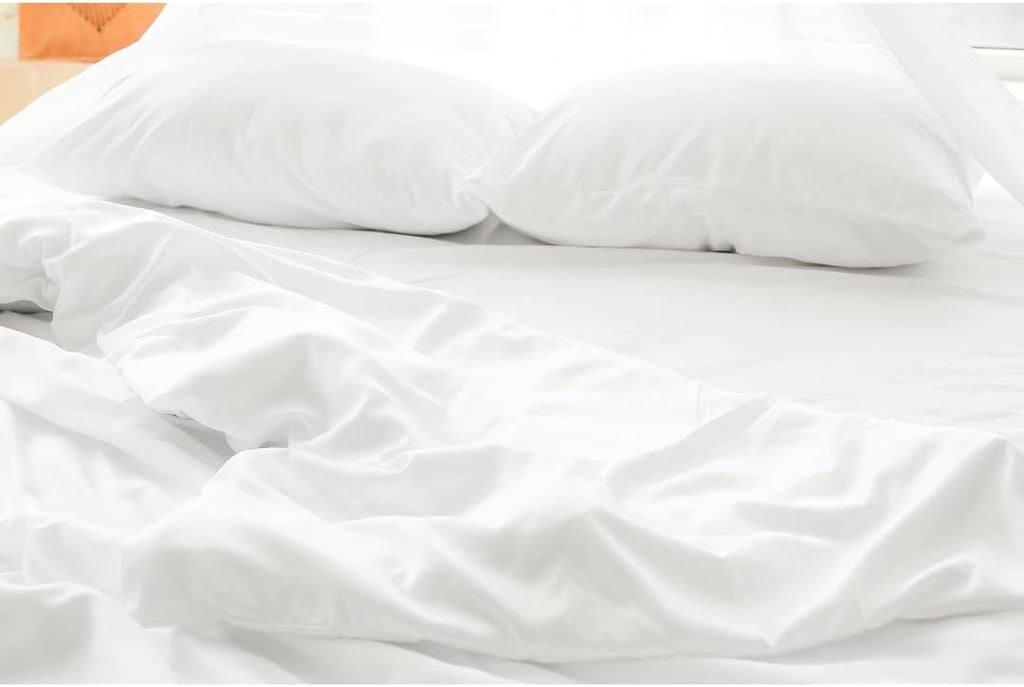 Queen Bed Sheet Set 100% Organic Cotton GOTS Certified Queen Flat Sheet, Fitted Sheet and Pillowcase Snow White