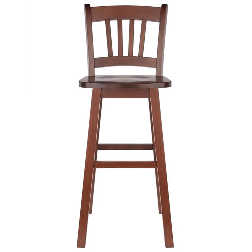 Winsome Fina Swivel Seat Bar Stool, 30In Height, Solid Wood, Walnut Finish