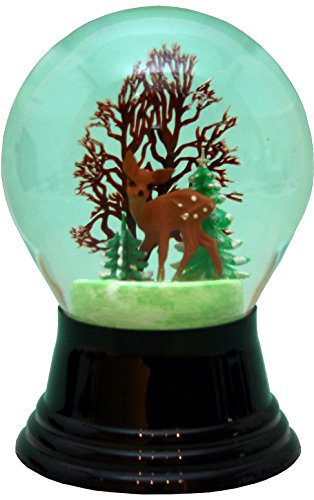 Alexander Taron Importer Pr1566 Perzy Snowglobe-Medium Doe With Tree-5&quot; H W X 3&quot; D, Green