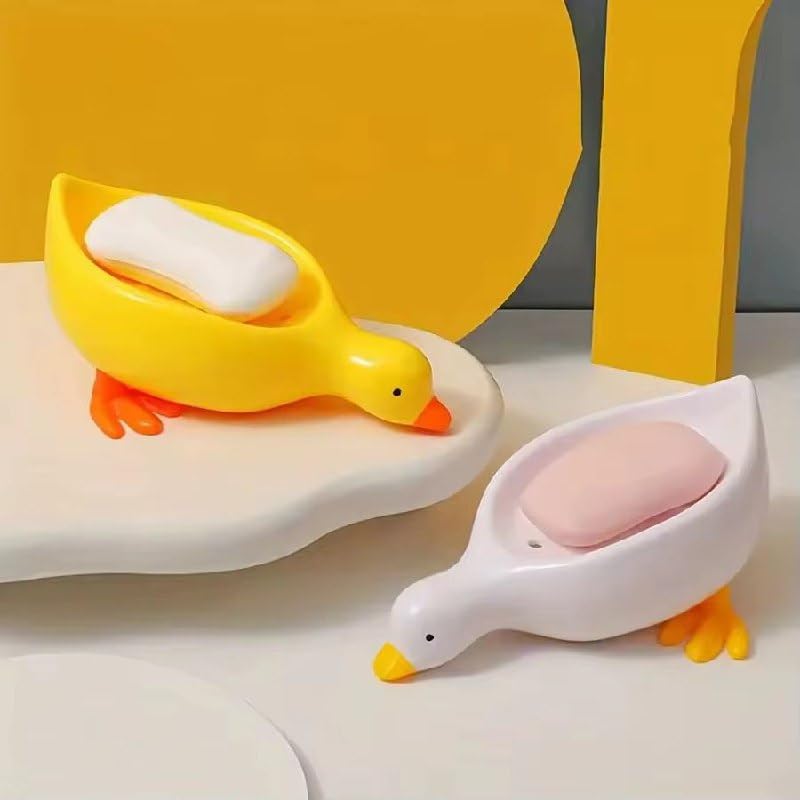 XBEY DuckShape Self Draining Soap Dish Holder SelfDraining Bathroom Soap Holder Cute Plastic Soap Tray with Drainage Creative