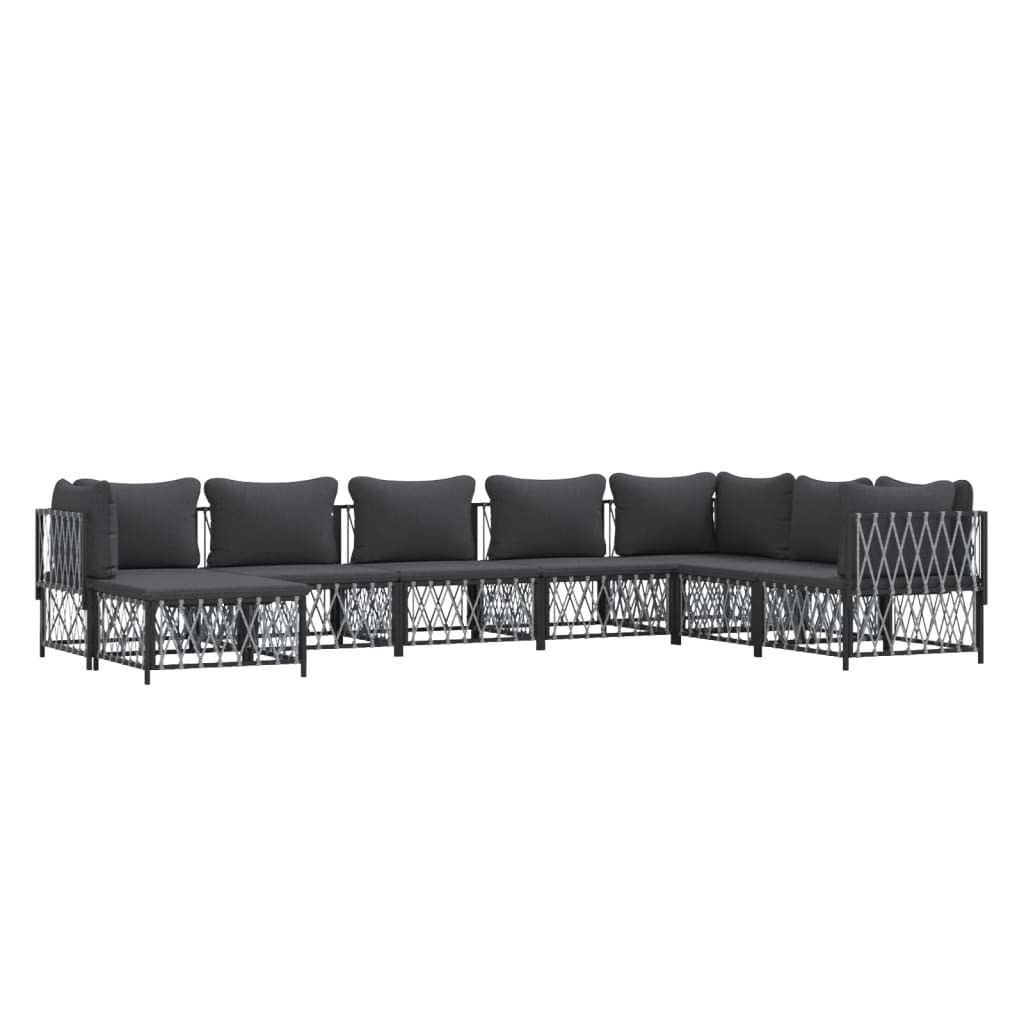 vidaXL Patio Furniture Set 8 Piece, Sectional Sofa with Cushions, Patio Lounge Set for Outdoor Garden Lawn Backyard, Anthracite Steel