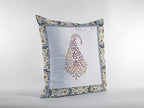 HomeRoots Orange and Red On White 20â€ Red White Paisley Suede Decorative Throw Pillow