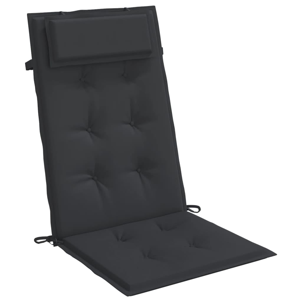 Vidaxl 2Pcs Highback Chair Cushions - Durable Black Oxford Fabric - Water And Wrinkle Resistant - Comfortable Foam Fiber Filling