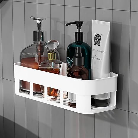 Vepson Bathroom Kitchen Storage Shelf Organizer Basket Plastic With Vacuum Suction