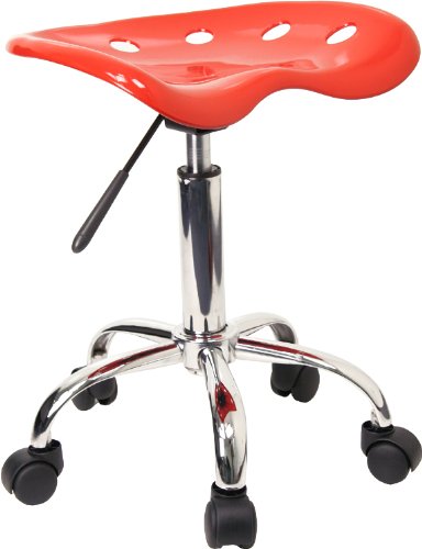 Flash Furniture Taylor Vibrant Red Tractor Seat and Chrome Stool