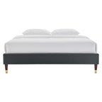 Modway Harlow 79" King Performance Velvet Platform Bed Frame In Charcoal
