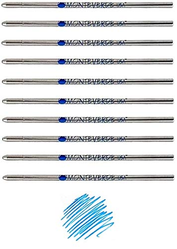 Monteverde D1 Ballpoint Refill To Fit Mini And Multi Functional Pens, Medium Point, Soft Roll, 10 Per Pack (Bulk Packed) (Turquo