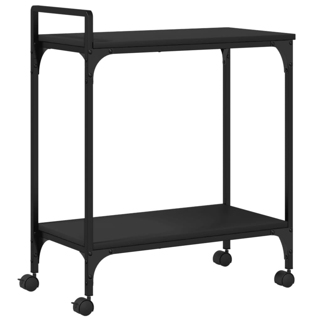 vidaXL Black Kitchen Trolley - Engineered Wood Storage Cart with Wheels, Multipurpose Organizer for Kitchen/Living Room/Bathroom, 23.8&quot;x12.2&quot;x28.5&quot;