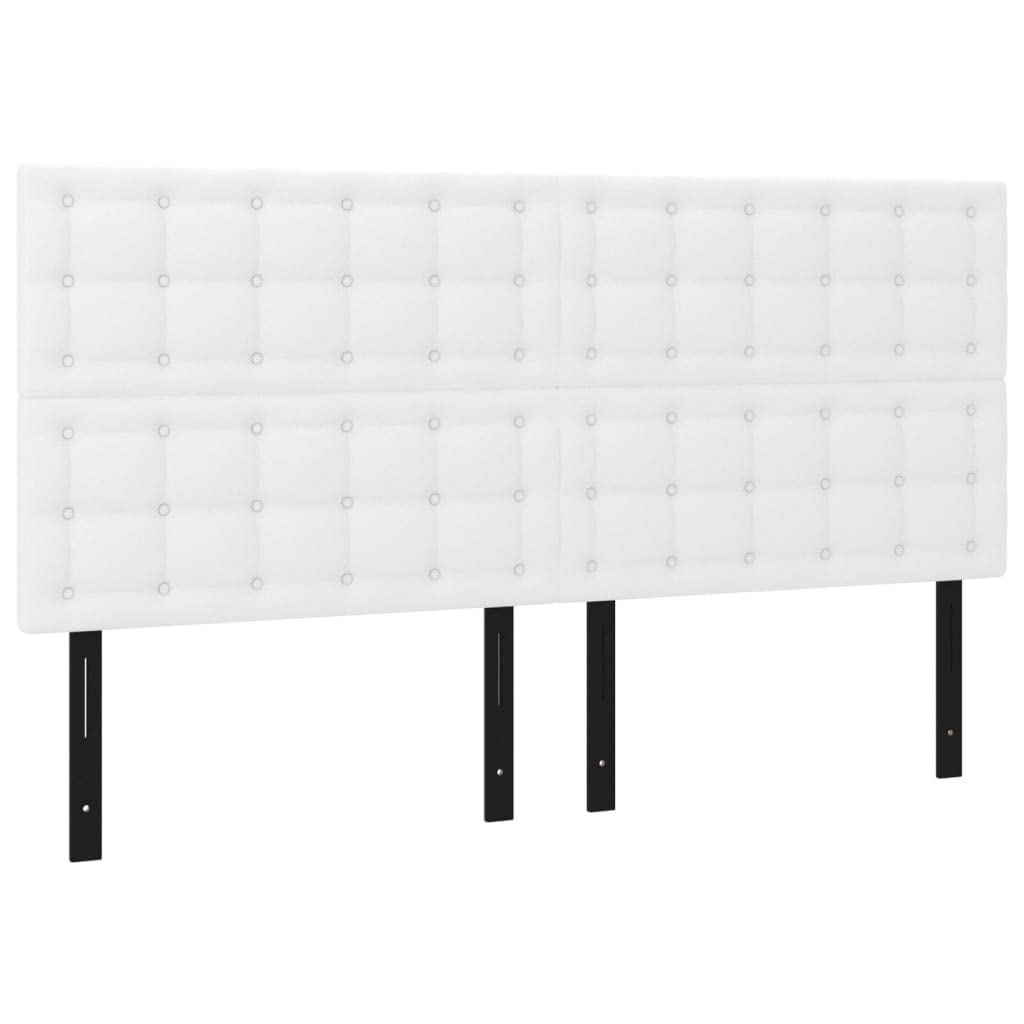 Vidaxl 4X Headboards Home Indoor Bed Accessory Bedroom Upholstered Headboard Bed Header Furniture White 35.4"X2"X30.7"/34.6" Faux Leather