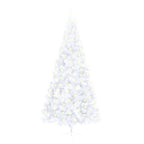 vidaXL Artificial Half Pre-lit Christmas Tree - Space-Saving Design, White PVC with LED Lights, 82.7" Tall, Ideal for Xmas Holidays