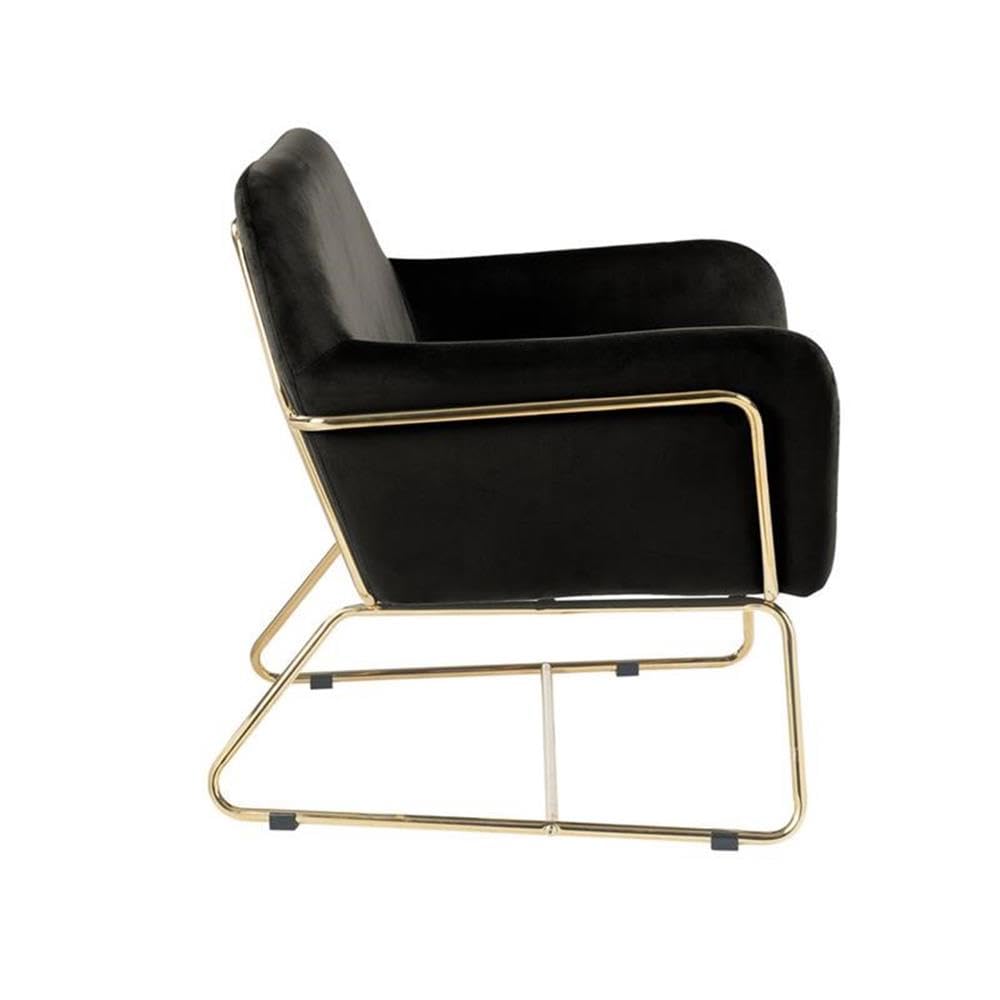 Lilola Home Keira Black Velvet Accent Chair with Metal Base