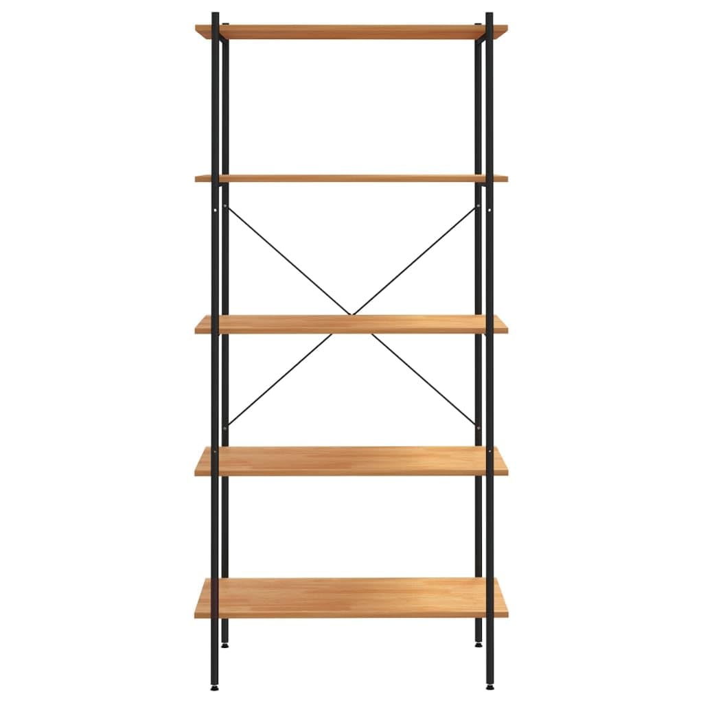 vidaXL 5-Tier Shelving Unit – Black and Oak, Steel and Engineered Wood Construction, Ideal for Office, Living Room and Garage