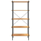 vidaXL 5-Tier Shelving Unit – Black and Oak, Steel and Engineered Wood Construction, Ideal for Office, Living Room and Garage