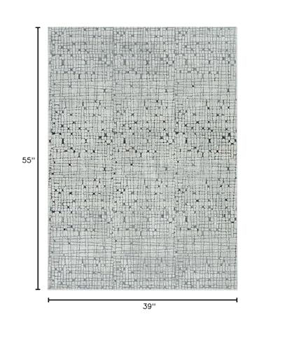 HomeRoots 3' X 5' Grey Mosaic Area Rug
