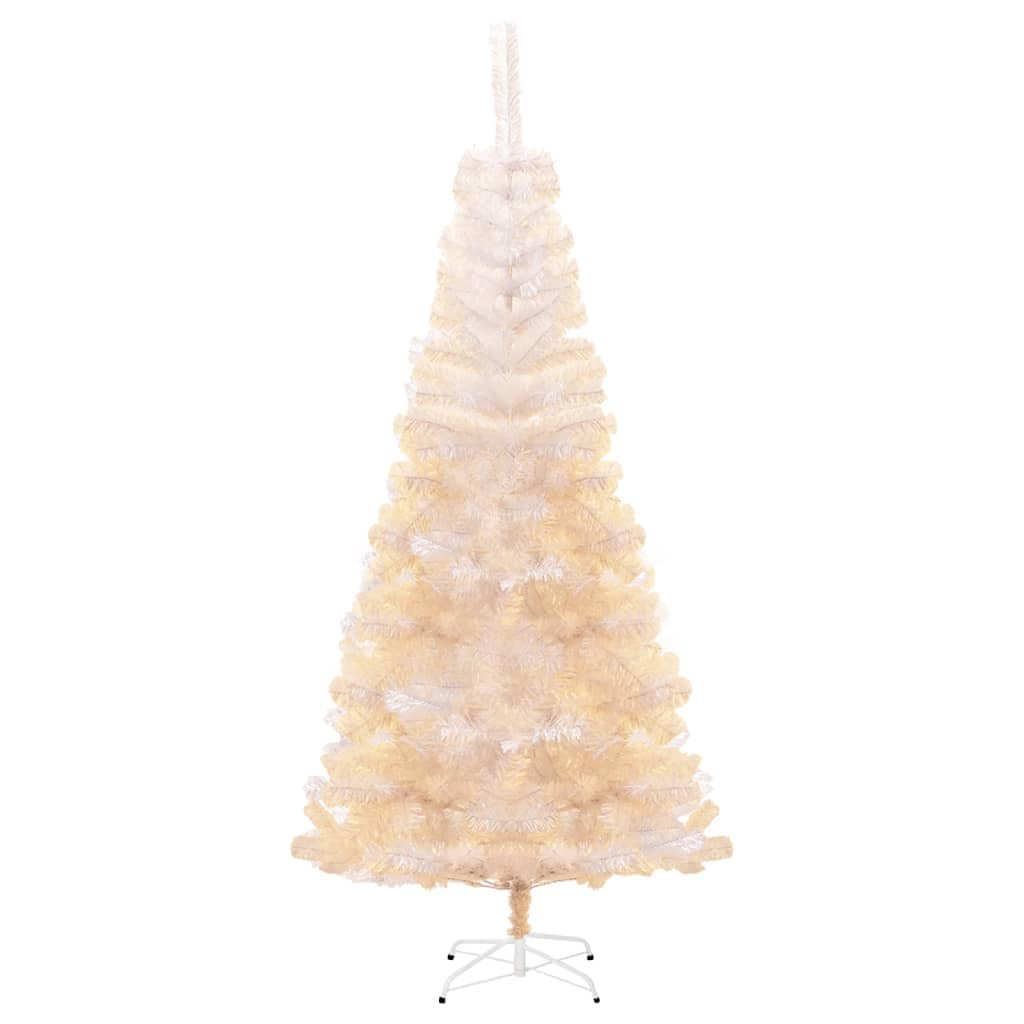 vidaXL 7ft White Artificial Christmas Tree with Iridescent Tips - Bushy Realistic PVC Christmas Trees with Sturdy Steel Stand, Easy Assembly.