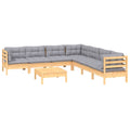 vidaXL Solid Pinewood Patio Lounge Set - Gray Cushions, Modular Design, Durable Construction, Ideal for Outdoor Relaxation and Entertainment