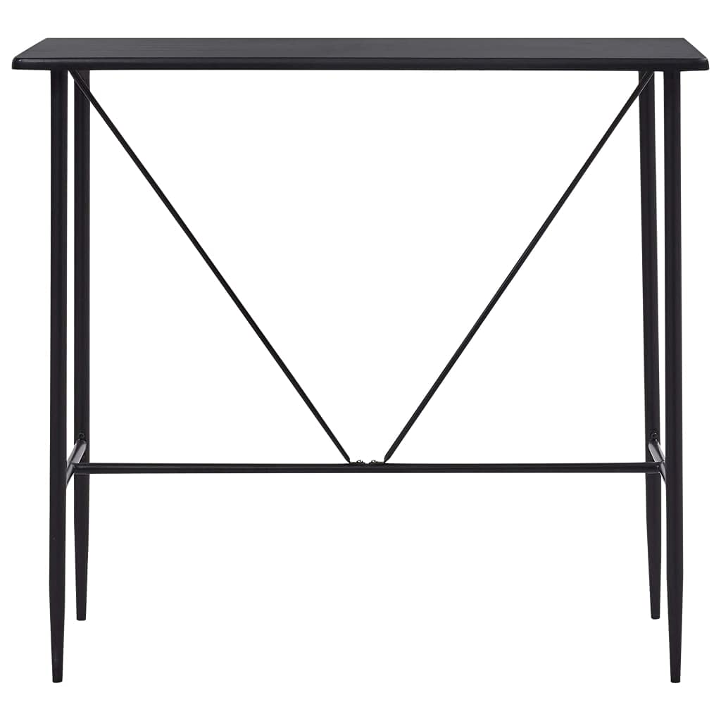 vidaXL Bar Table Rectangular Sleek Easy to Clean Sturdy Steel Legs Bistro Pub Restaurant Kitchen Dining Room Counter Table Black 47.2&quot; MDF