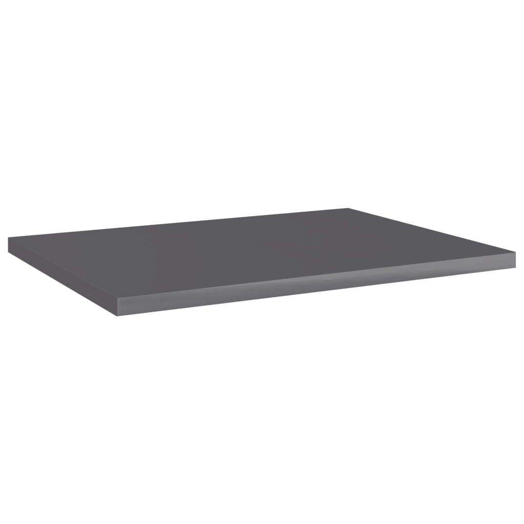 vidaXL High Gloss Gray Engineered Wood Bookshelf Boards - Versatile, Durable and Easy to Clean - Perfect Addition to Modern Furniture - 15.7x11.8x0.6 - Set of 8