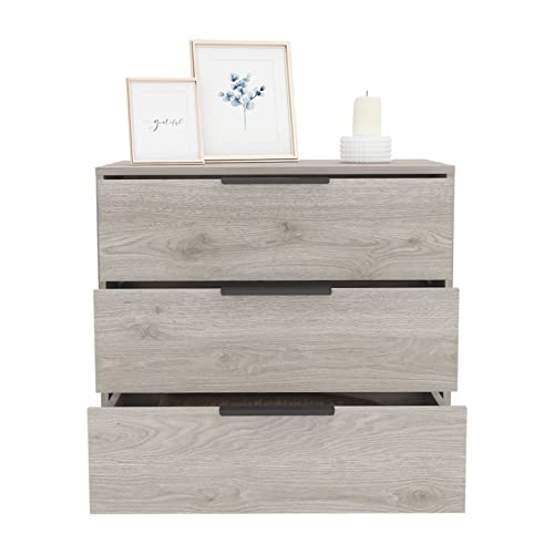 Depot E-Shop Egeo 3 Drawers Dresser, Countertop, Three Drawers, Light Grey, For Bedrom