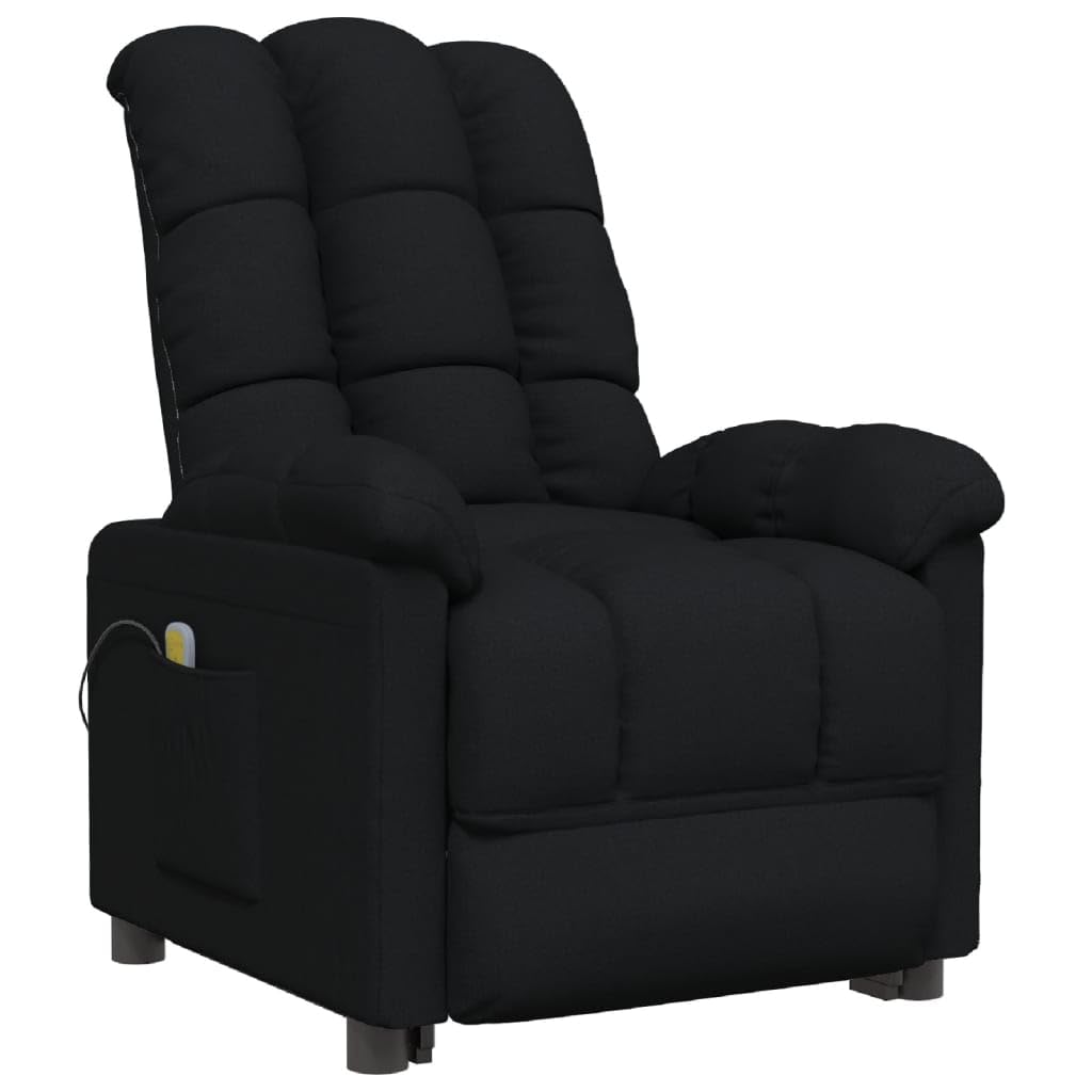 vidaXL Black Fabric Recliner, Comfortable Therapeutic Relaxation Massage Chair, Sponge and PP Cotton Filling, Durable Iron Frame Construction
