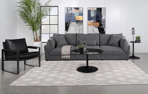 Coaster Sasha 3-Piece Upholstered Sofa Barely Black