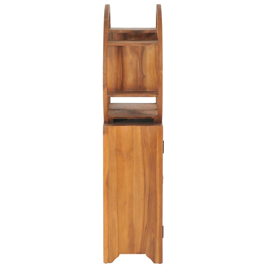 vidaXL Solid Teak Wood Cabinet with Yin Yang Shelf Design, Oriental Charm, Ideal for Organized Storage, Unique Wood Grains, Fine Sanded Appearance