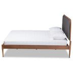 Baxton Studio Diantha Classic and Traditional Dark Grey Fabric Upholstered and Walnut Brown Finished Wood Full Size Platform Bed