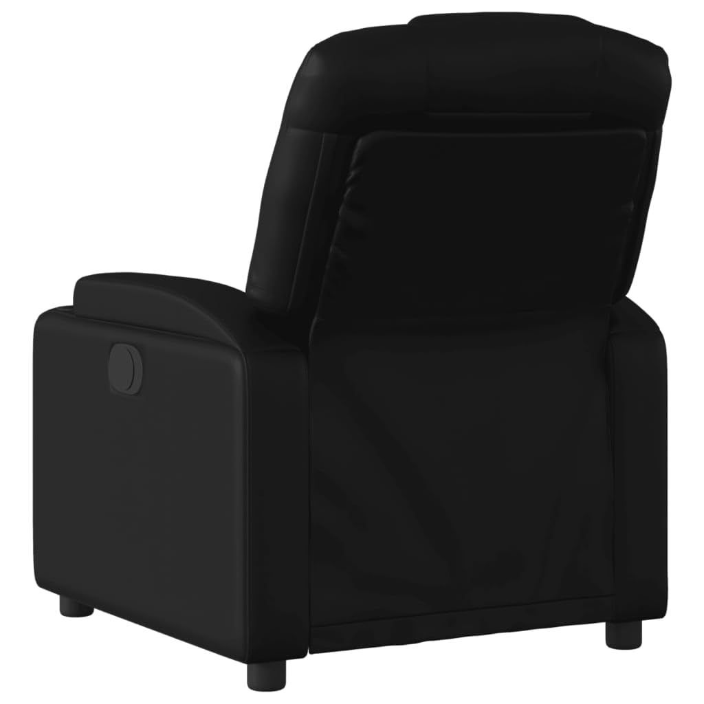 vidaXL Recliner Chair - Black Faux Leather, Manual Recline, Cup Holders, and Pocket, 135-Degree Tilt - Ideal for Living Room or Office