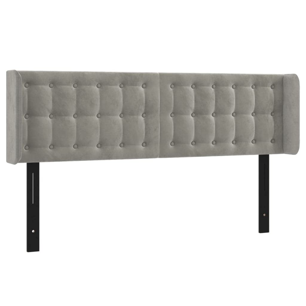 Vidaxl Headboard, Upholstered Headboard For Bed Home, Bed Headboard With Ears, Bedroom Furniture, Light Gray 57.9"X6.3"X30.7"/34.6" Velvet