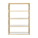 Acme Milavera Metal Etagere Bookcase with 5 Glass Shelves in Clear and Gold