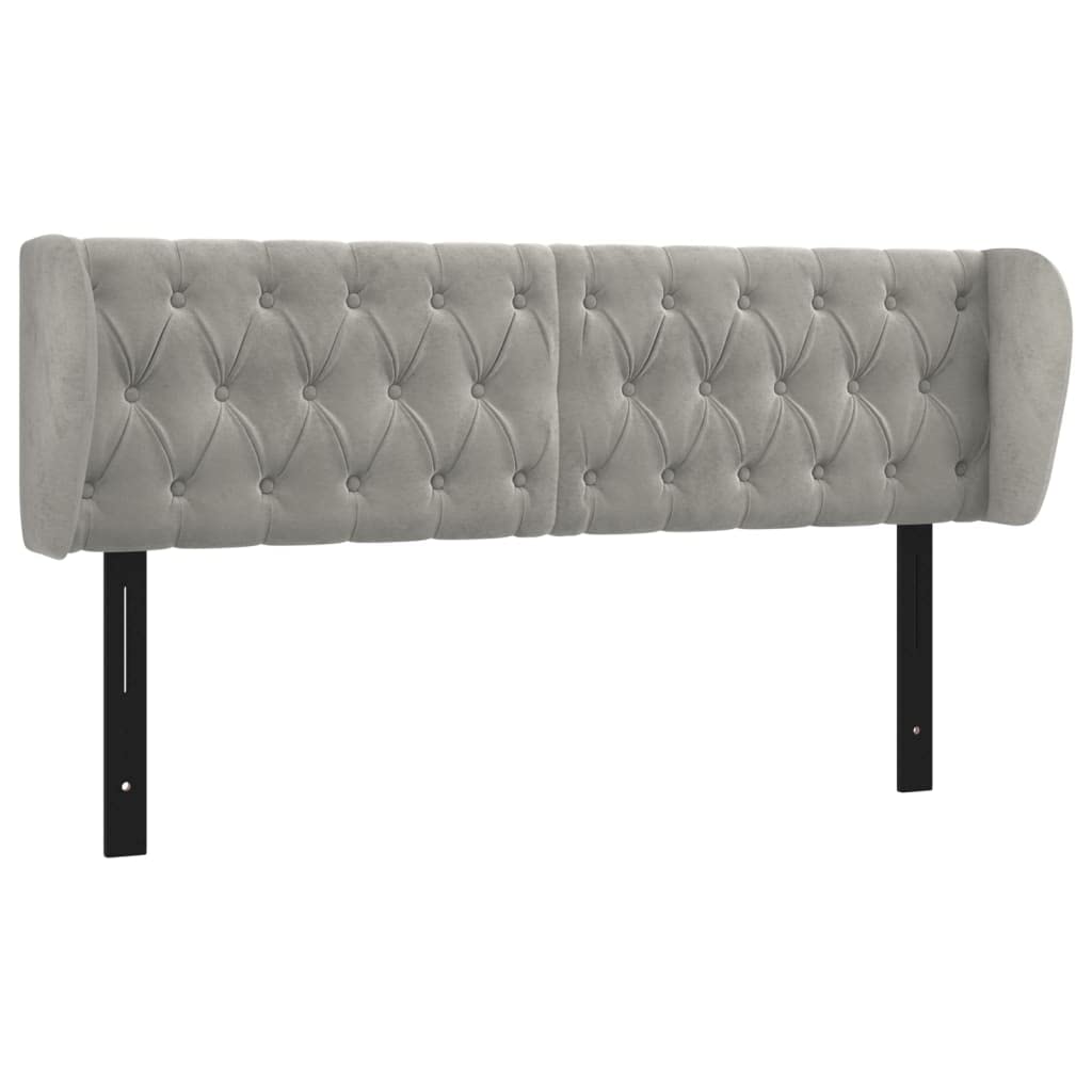 Vidaxl Headboard, Upholstered Headboard For Bed Home, Bed Headboard With Ears, Bedroom Furniture, Light Gray 64.2"X9.1"X30.7"/34.6" Velvet