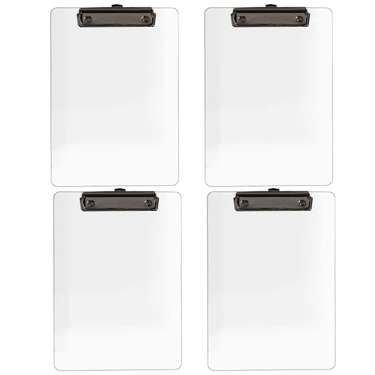 Jiari 4 Pack Clear Acrylic Office Clipboard A4 Letter Size 8.6' X 12.2' (Black 4 Pack)