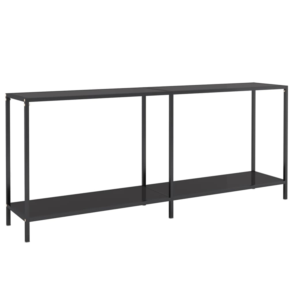 vidaXL Console Table - Black, Tempered Glass and Steel, Modern Style Accommodating Storage, Easy Maintenance, Suitable for Versatile Spaces - 70.9&quot;x13.8&quot;x29.7&quot;
