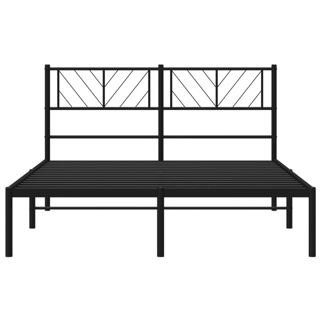 vidaXL - Black Steel Metal Bed Frame with Headboard - Sturdy Construction with Extra Under-Bed Storage - Ideal for Modern Bedroom Décor