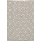 HomeRoots Grey Polypropylene 7’x9’ Gray and Ivory Trellis Indoor Outdoor Area Rug