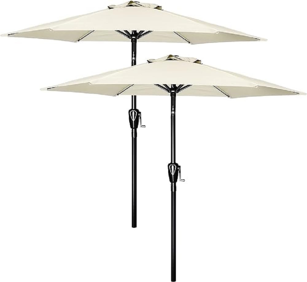Simple Deluxe 2 Pack 9Ft Patio Umbrella Outdoor Table Market Umbrella, 8 Sturdy Ribs For Garden, Deck, Backyard, Pool, Creamy Wh