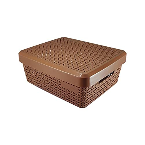 Happitol Classy Basket  Plastic Multipurpose Basket,Storage Basket With Lid,Organiser Basket For Home &Kitchen, Clothes, Toys, 