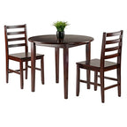 Ergode Clayton Round Drop Leaf Table Set | Solid Wood | Walnut Finish | 2 Chairs | Versatile Dining/Kitchen/Family Room Workspace | Easy Assembly