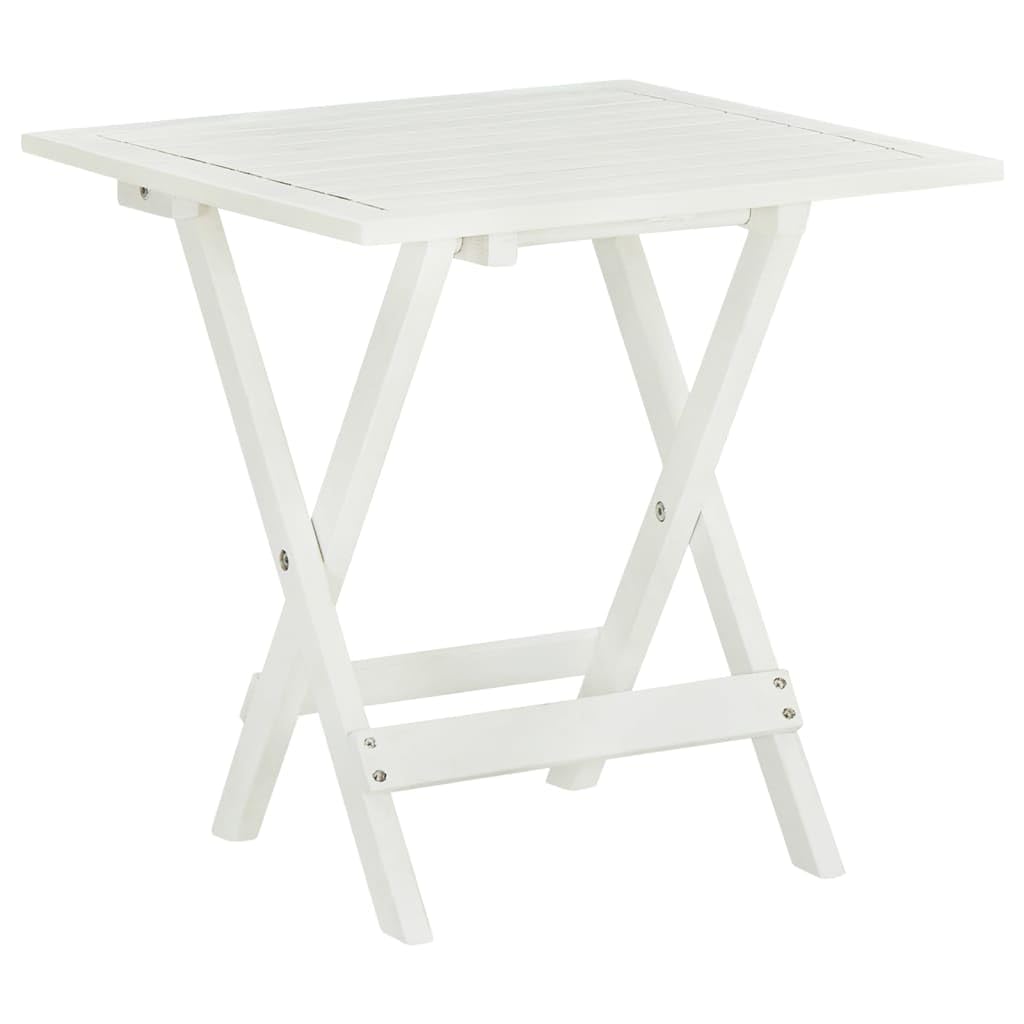 vidaXL Solid Acacia Wood Bistro Table – Versatile & Weatherproof Coffee Table for Indoor or Outdoor Use, Foldable for Easy Storage, White