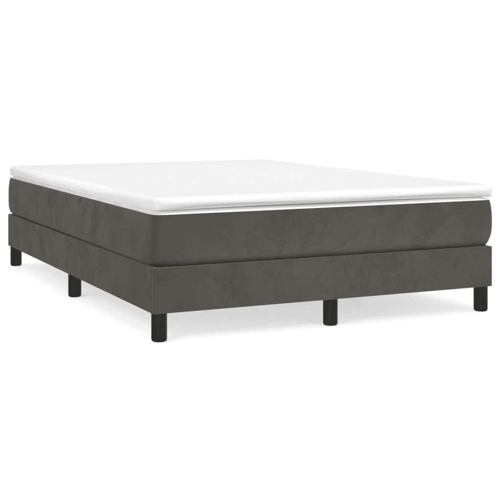 vidaXL Box Spring Queen Bed Frame | Dark Gray Velvet | Modern Design | Durable Engineered Plywood Construction | Size 59.8x79.9