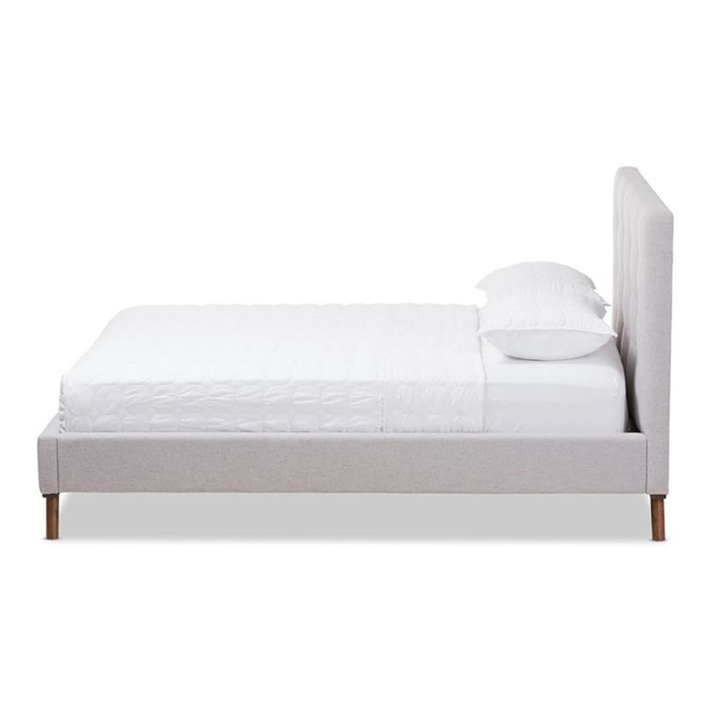 Baxton Studio Valencia Upholstered Full Platform Bed in Grayish Beige