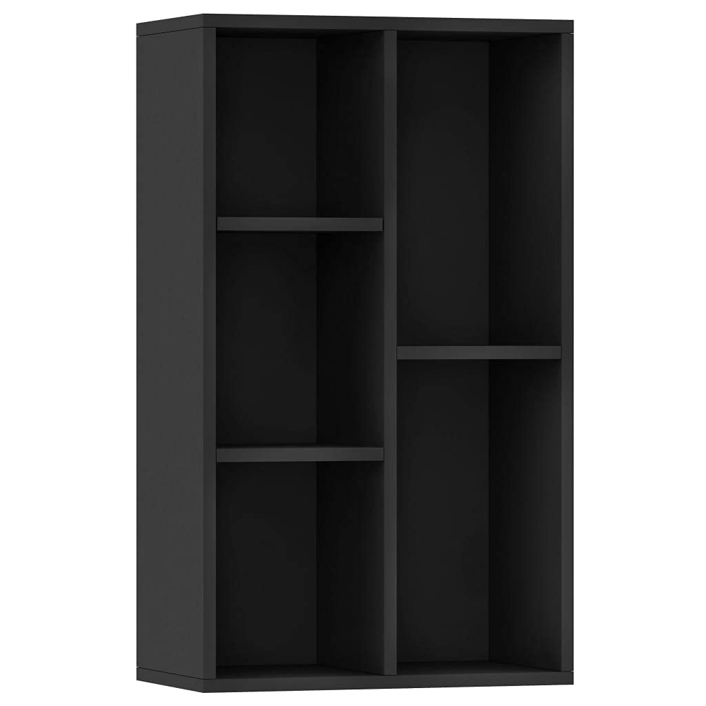 vidaXL Book Cabinet, Sideboard Bookshelf, Wall Bookcase for Office Living Room, Decorative Standing Shelves, Modern, Black Engineered Wood