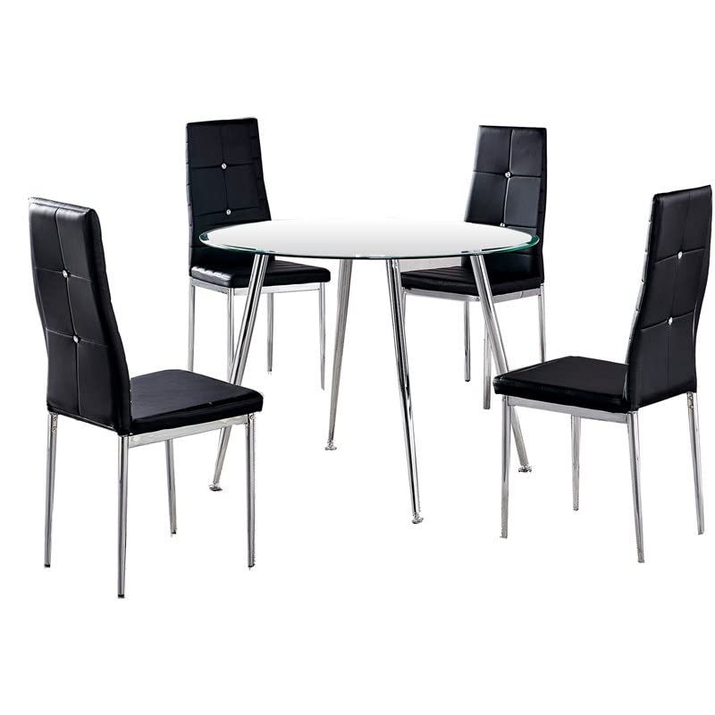 Best Master Furniture Sandy 5-Piece Glass Modern Dinette Set - Thumbnail 2