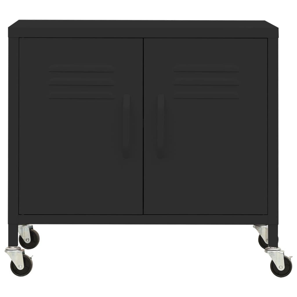 vidaXL Steel Storage Cabinet - Mobile Book and Multimedia Organizer with Adjustable Shelf and Ventilated Doors - Durable, Stable, Black