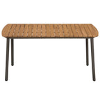 vidaXL Solid Acacia Wood and Steel Patio Table - Outdoor Industrial Dining Table with Rustic Design, Brown, Easy Assembly and Maintenance, 59"x35.4"x28.3"