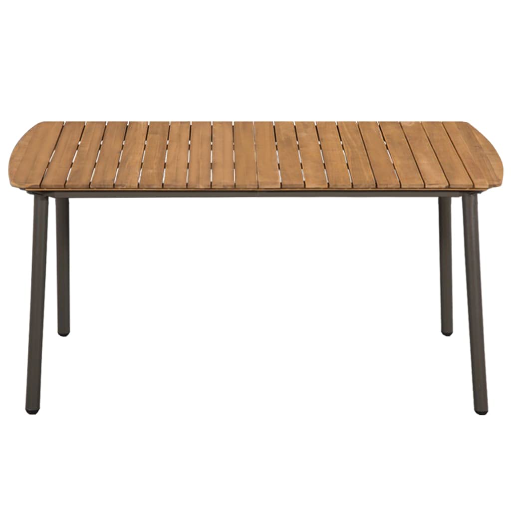 vidaXL Solid Acacia Wood and Steel Patio Table - Outdoor Industrial Dining Table with Rustic Design, Brown, Easy Assembly and Maintenance, 59"x35.4"x28.3"