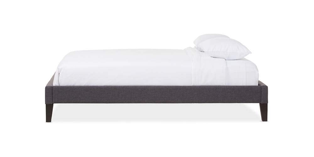 Baxton Studio Lancashire Platform Bed Frame in Dark Gray (Queen: 86.19 in. L x 62.99 in. W x 14.24 in. H)